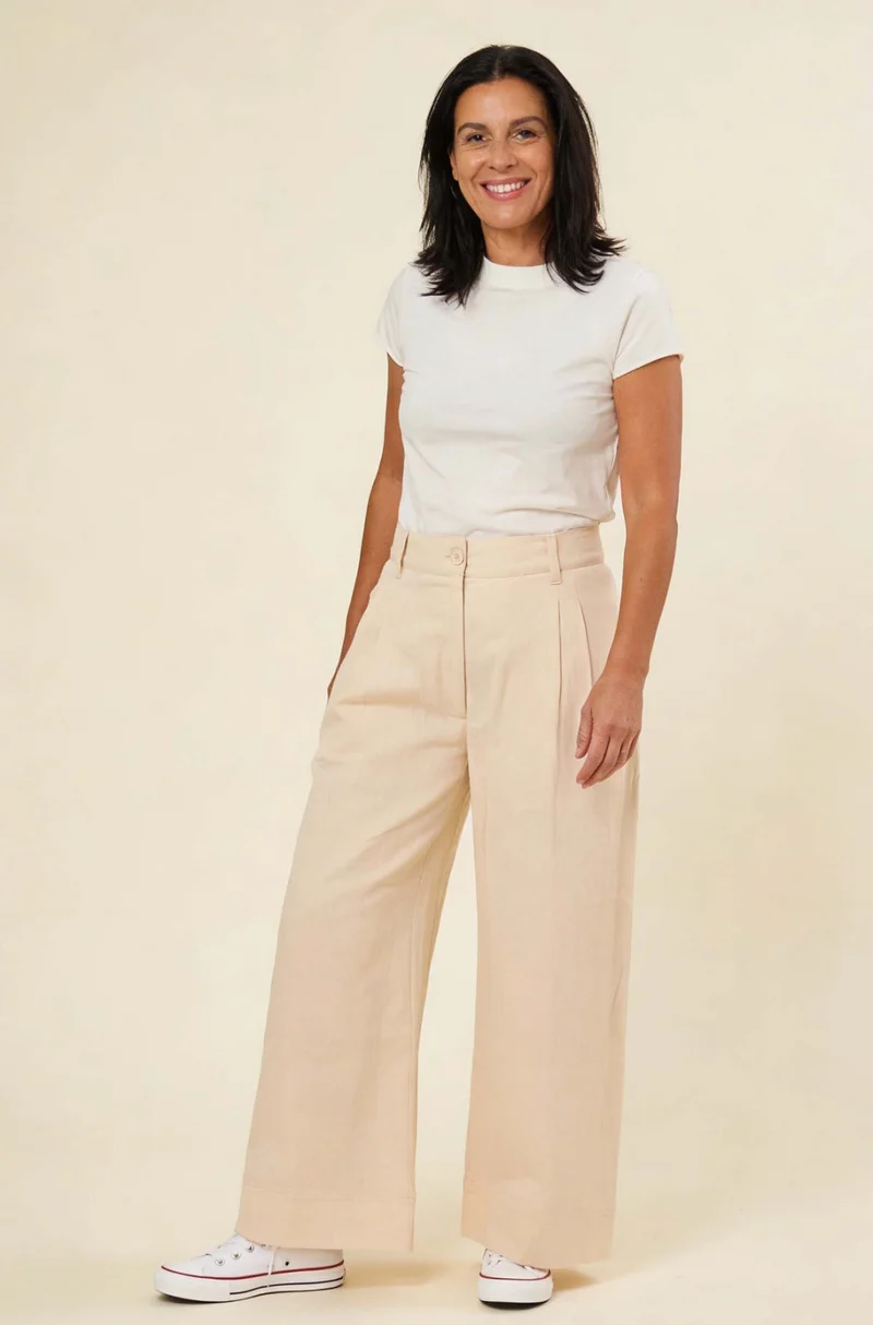 Culotte-Hose Eden mit Leinen, Sand/Beige