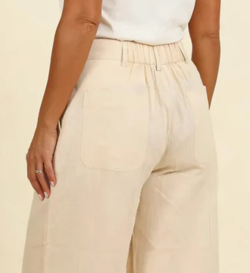 Culotte-Hose Eden mit Leinen, Sand/Beige