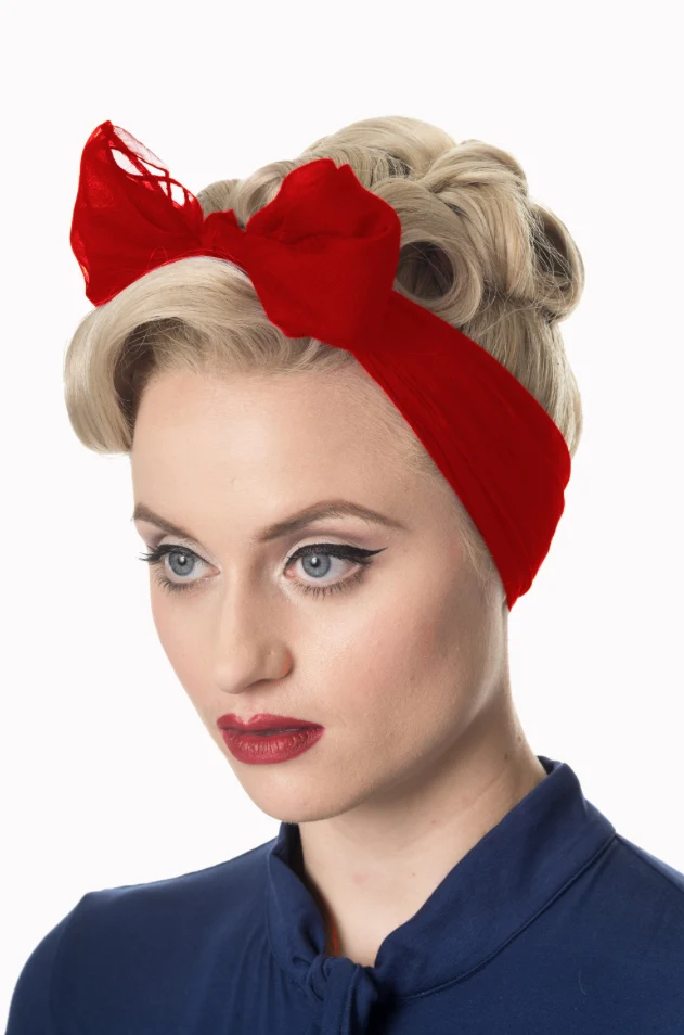 Grosses Retro Chiffon-Kopf-Halstuch, Gradiation, Schwarz,Rot, Weiß