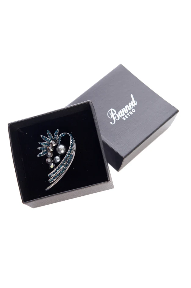 Brosche Margarete, Silber/ Blau