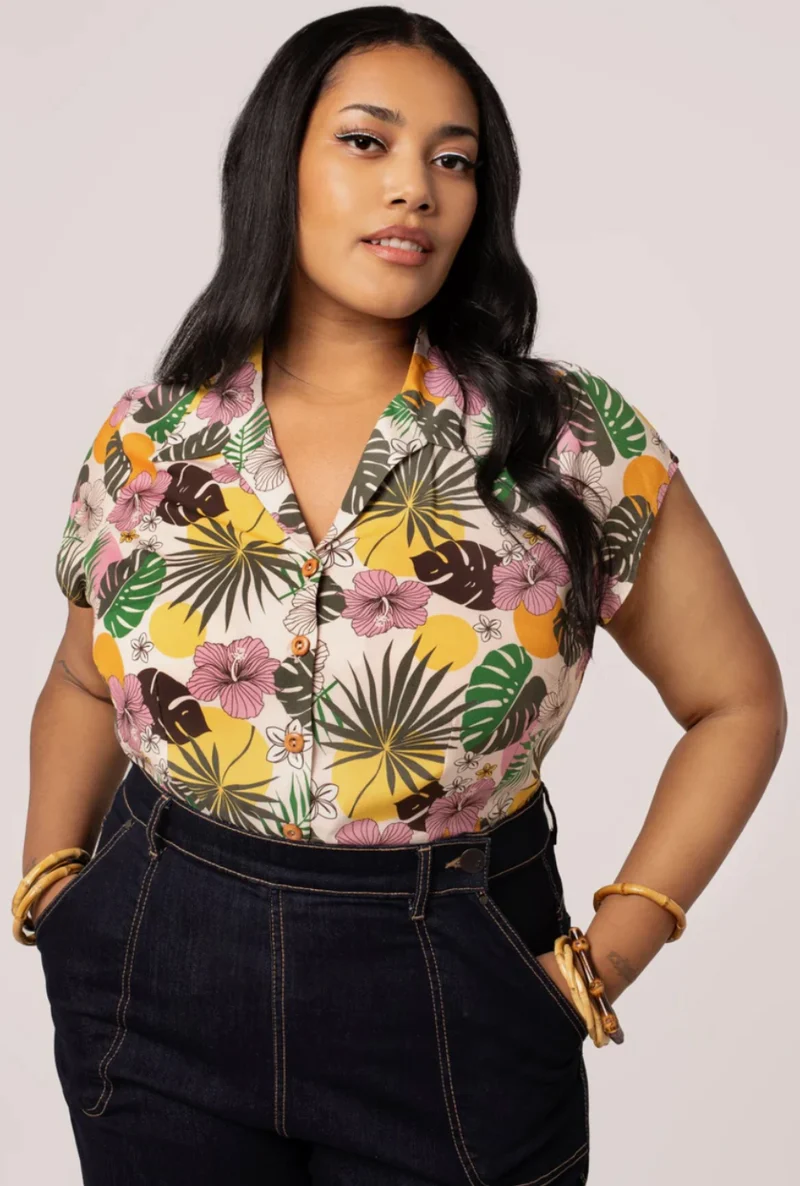 Bluse Benita,Tropisches Blumenmuster, Plus Size