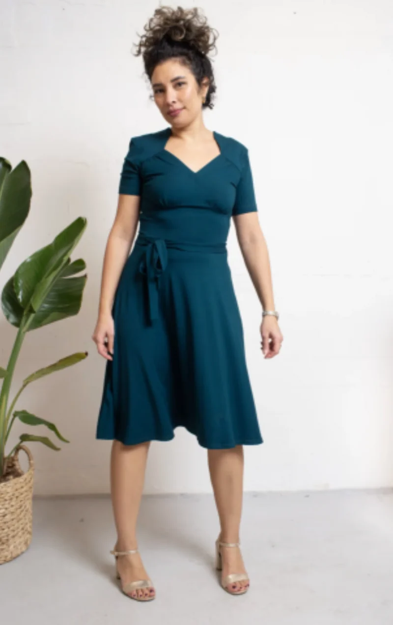 Kleid Hollywood mit Wickelausschnitt-Optik Tricot Deluxe,Petrol
