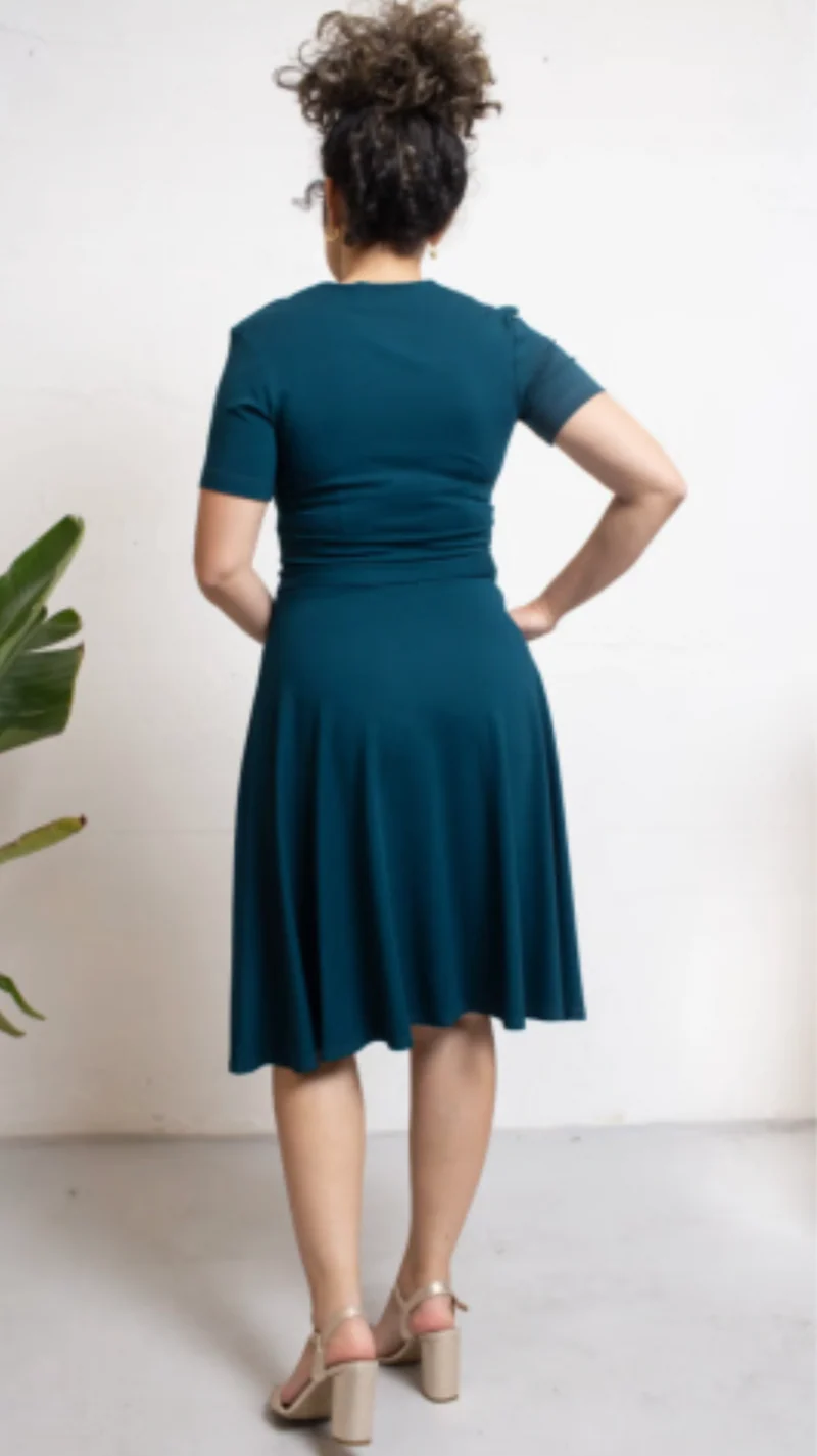 Kleid Hollywood mit Wickelausschnitt-Optik Tricot Deluxe,Petrol