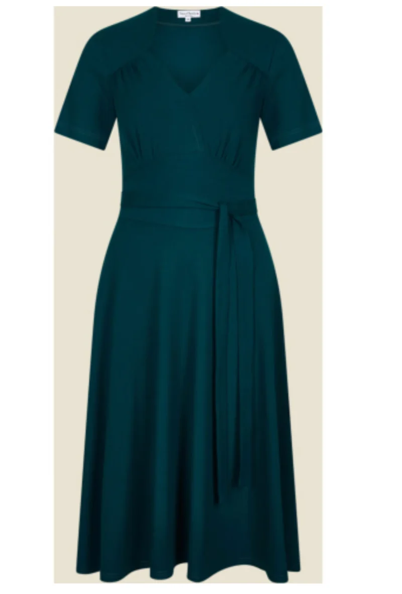 Kleid Hollywood mit Wickelausschnitt-Optik Tricot Deluxe,Petrol
