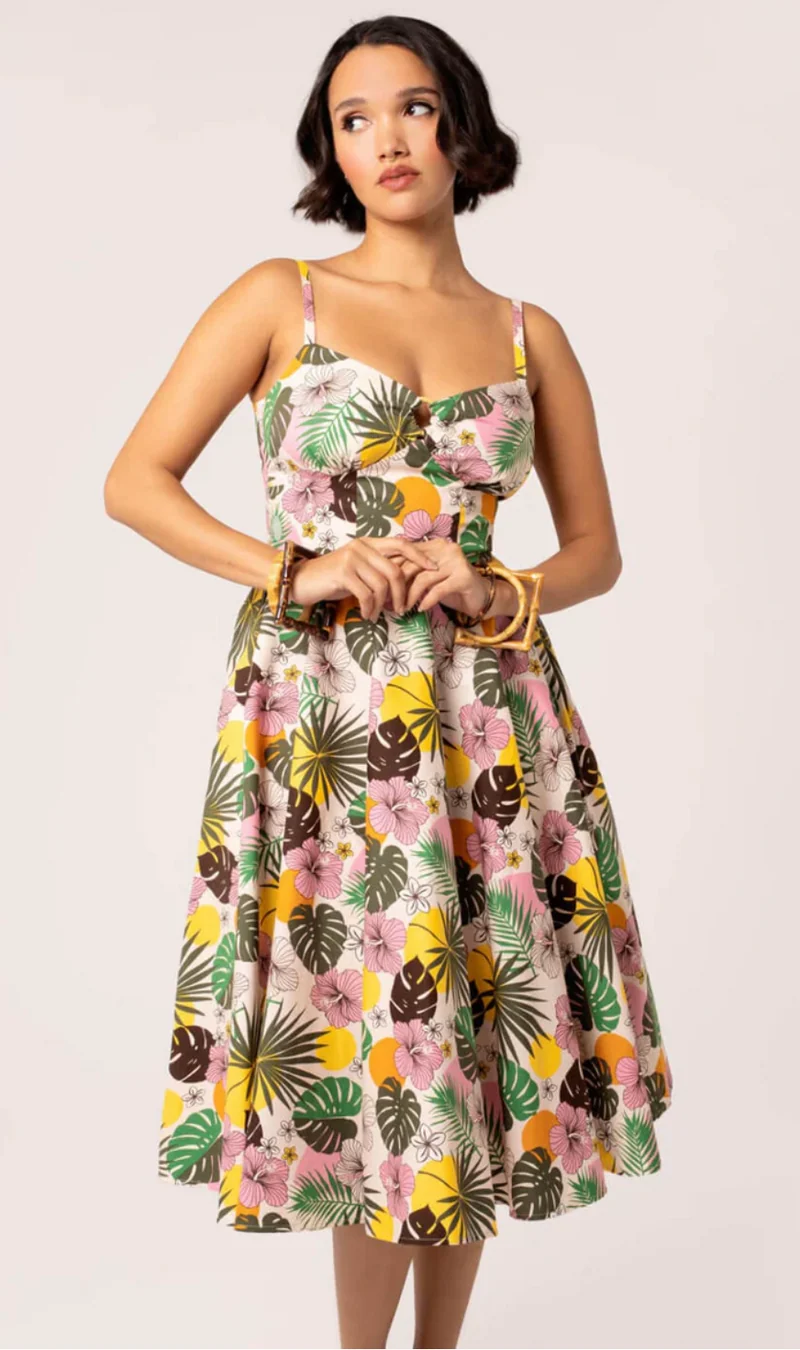 Träger-Swingkleid Benita Tikki 50's, Mullti