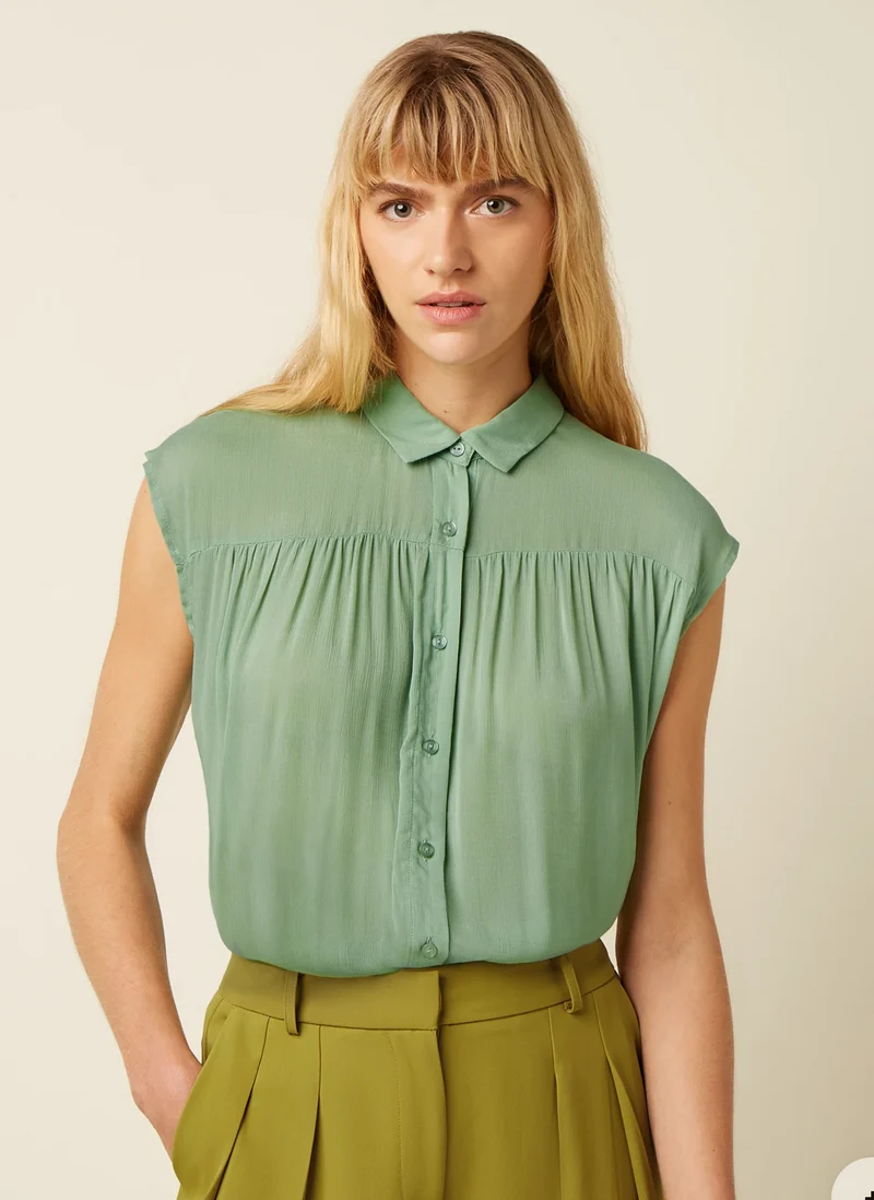 Vintage Bluse Amy Capo 40's, Minty Meadow, Plus Size