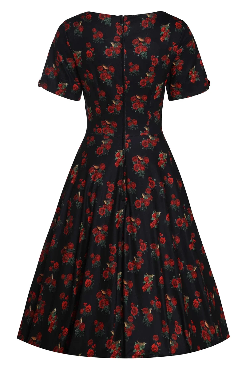 Swingkleid Brenda Bird and Rose, Schwarz, Plus Size