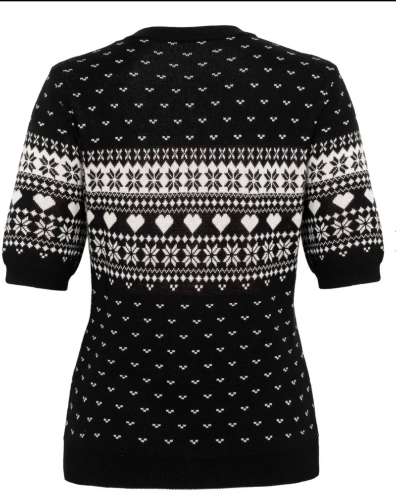 Retro Pullover Natalie mit Zuckerstangenmotiv, Schwarz