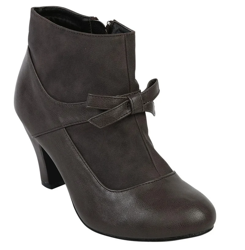 Vintage Wings Ankle Boot mit Zierschleife, Kunstleder Schwarz