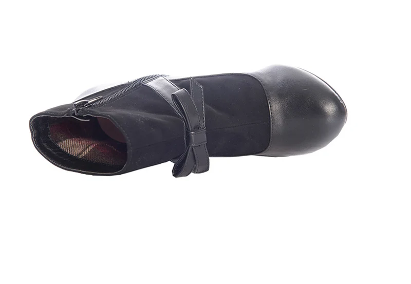 Vintage Wings Ankle Boot mit Zierschleife, Kunstleder Schwarz