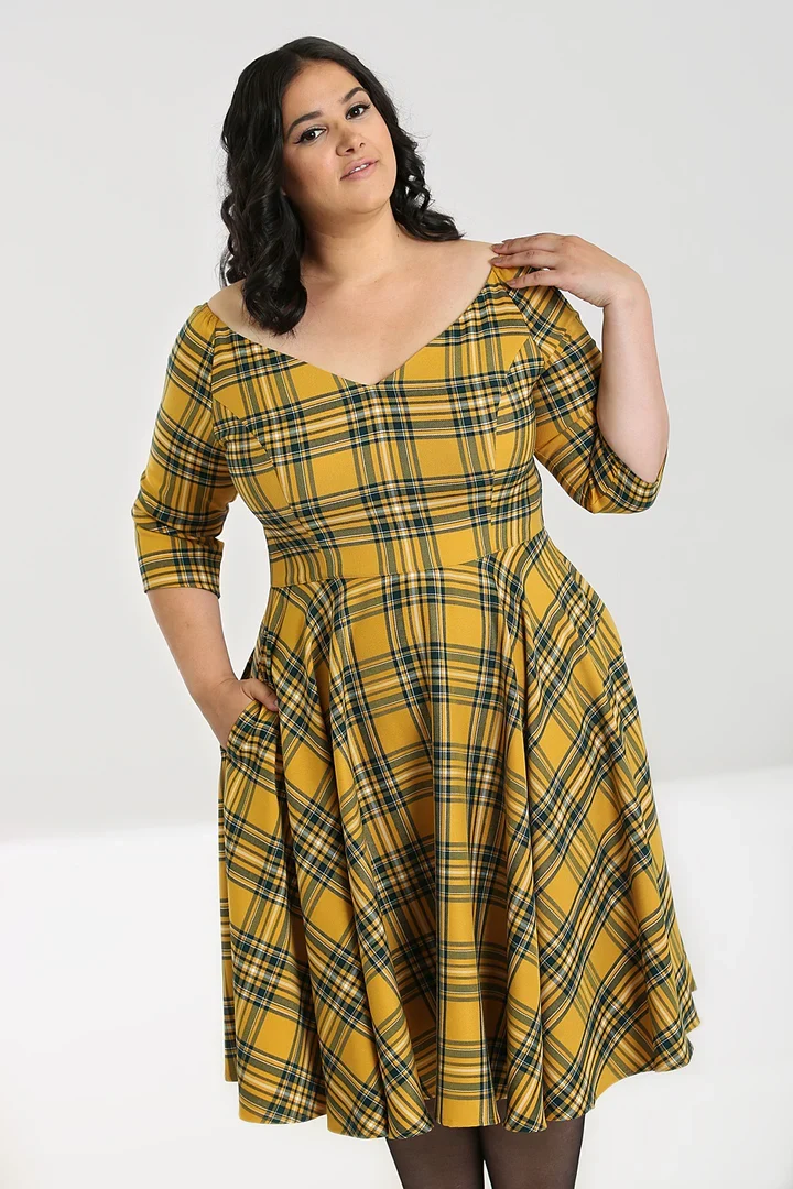 Swingkleid Wither 50's, Senfgelb , Plus Size