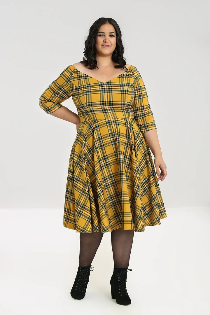 Swingkleid Wither 50's, Senfgelb , Plus Size