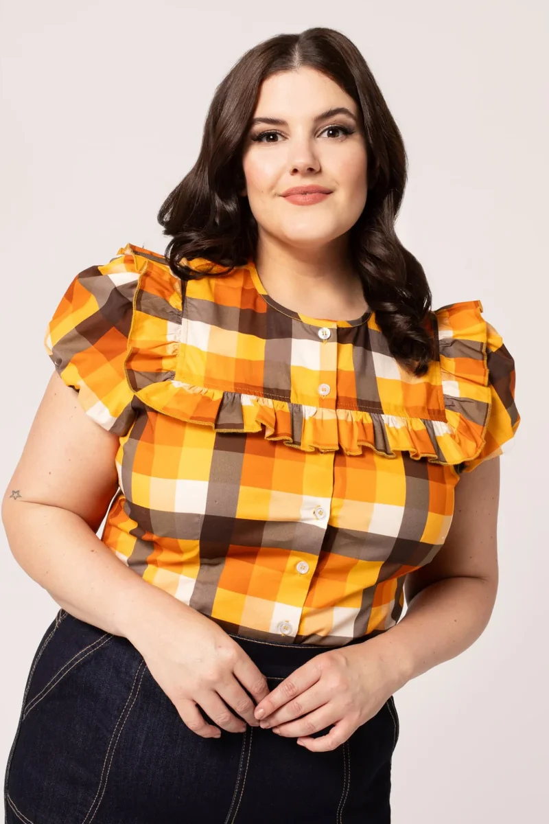 Bluse Darlene Check 40's, Multi, Plus Size