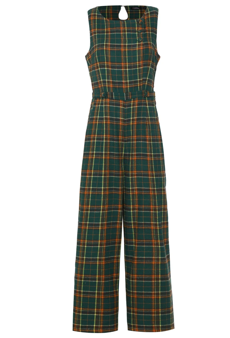 Jumpsuit Sylvia, Grün-Tartan