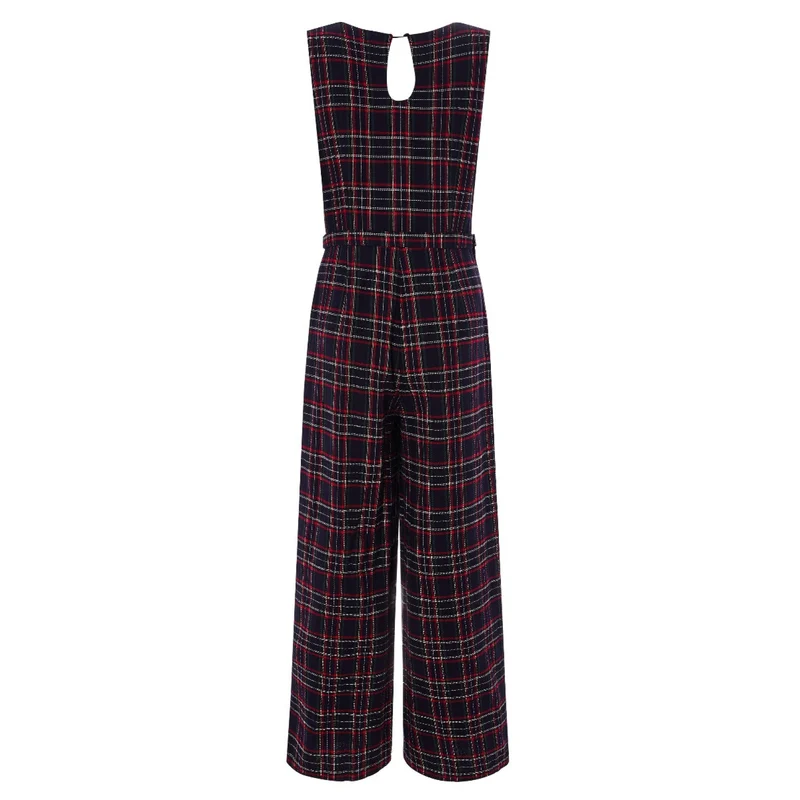 Jumpsuit Sylvia, Navy-Tartan, Plus Size
