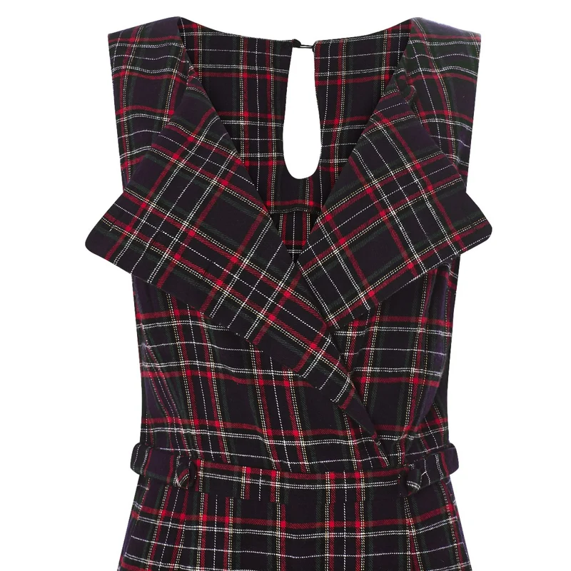 Jumpsuit Sylvia, Navy-Tartan, Plus Size