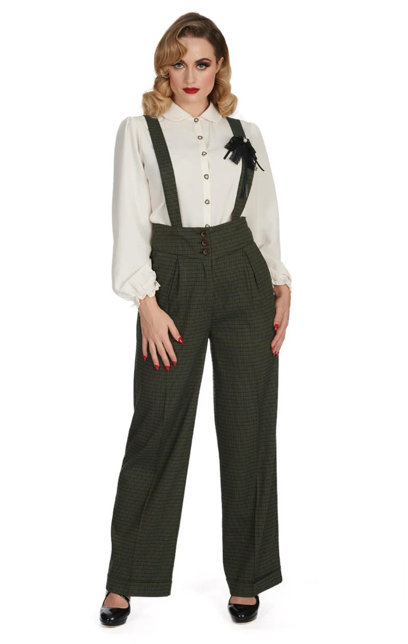 Vintage Hose Jenny Check 40's, Grün-Kariert Plus Size