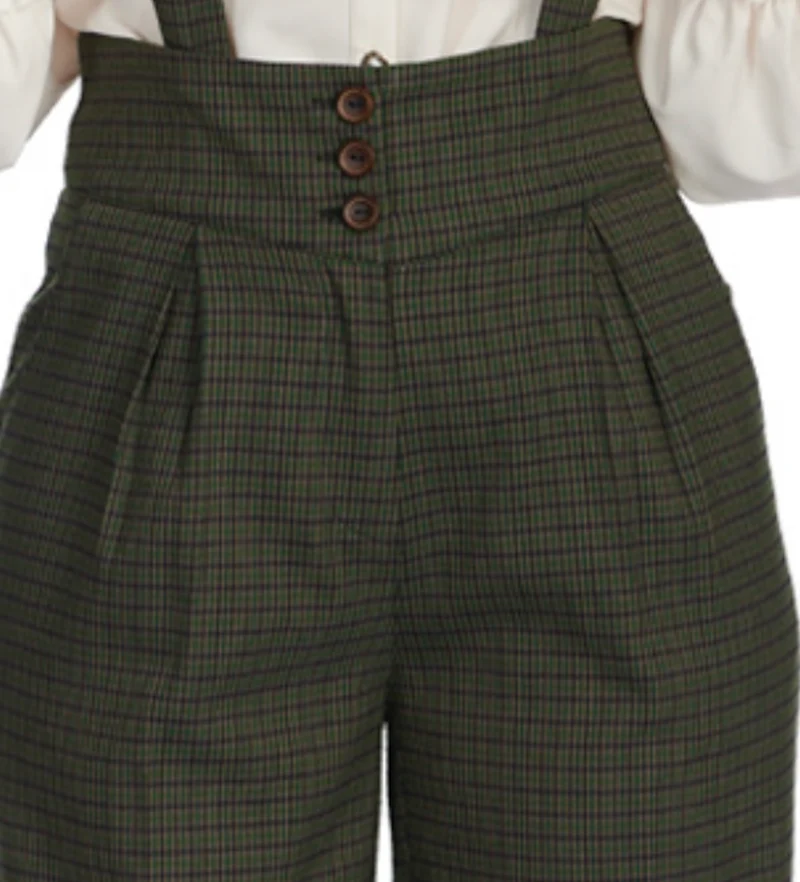 Vintage Hose Jenny Check 40's, Grün-Kariert Plus Size