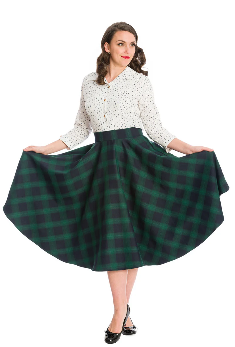 Vintage Swingrock Sweet Check 50's, Grün-Blau