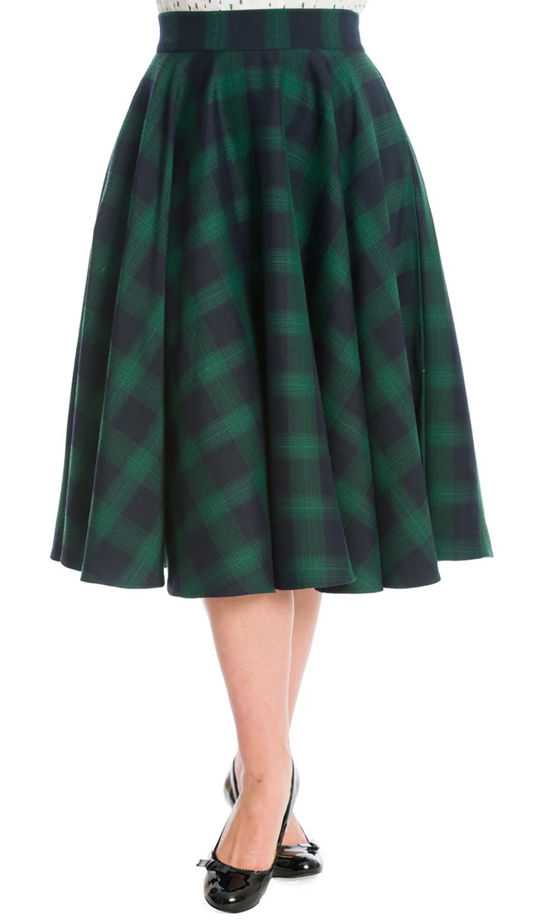Vintage Swingrock Sweet Check 50's, Grün-Blau