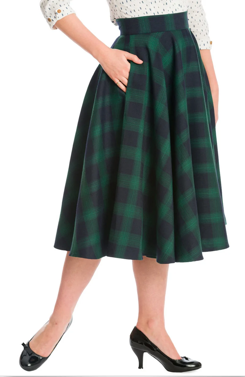 Vintage Swingrock Sweet Check 50's, Grün-Blau