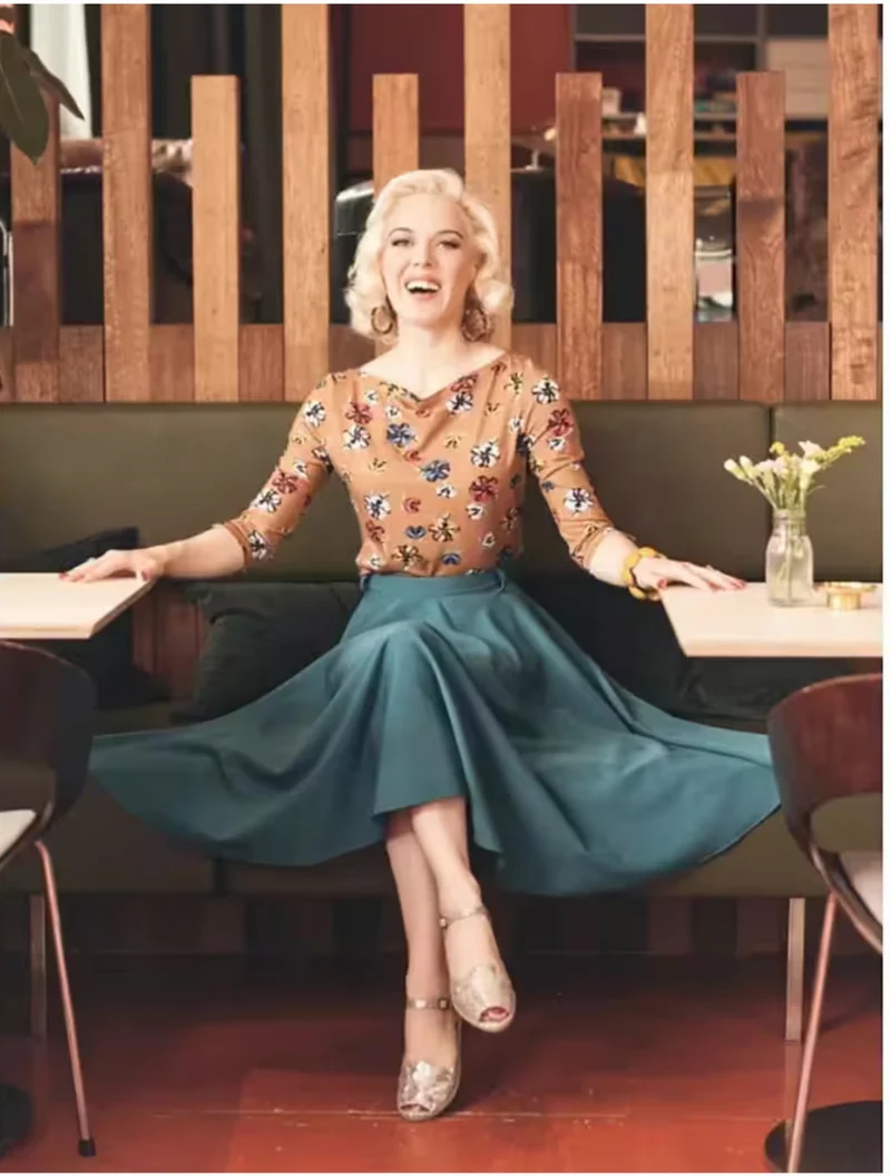 Tellerrock, Circle Skirt, Petrol Plus Size