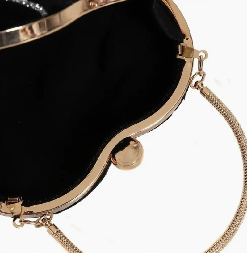 Handtasche Lou, Herzförmig-Samt, Schwarz