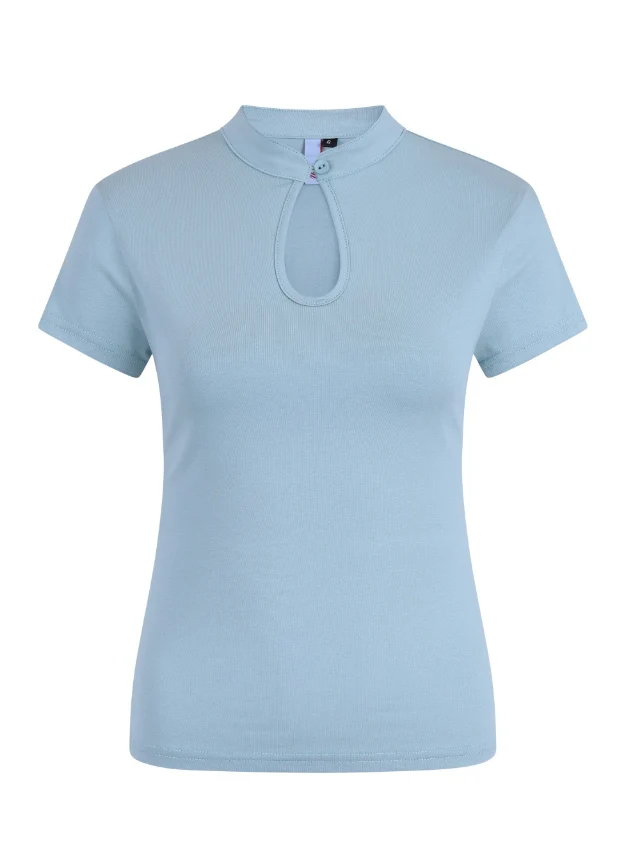 Top Mandarin Collar, Hellblau