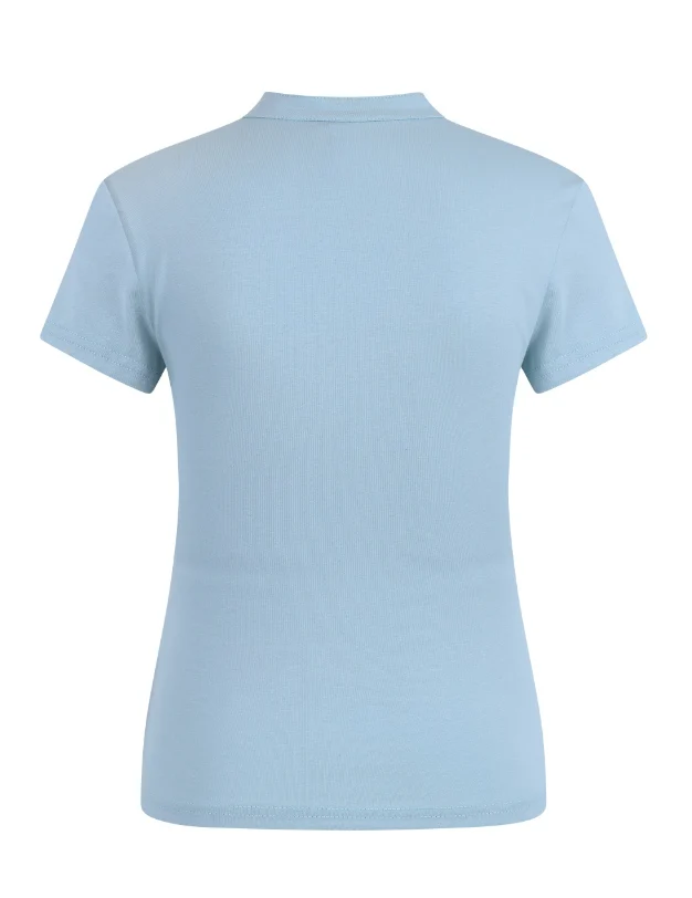 Top Mandarin Collar, Hellblau
