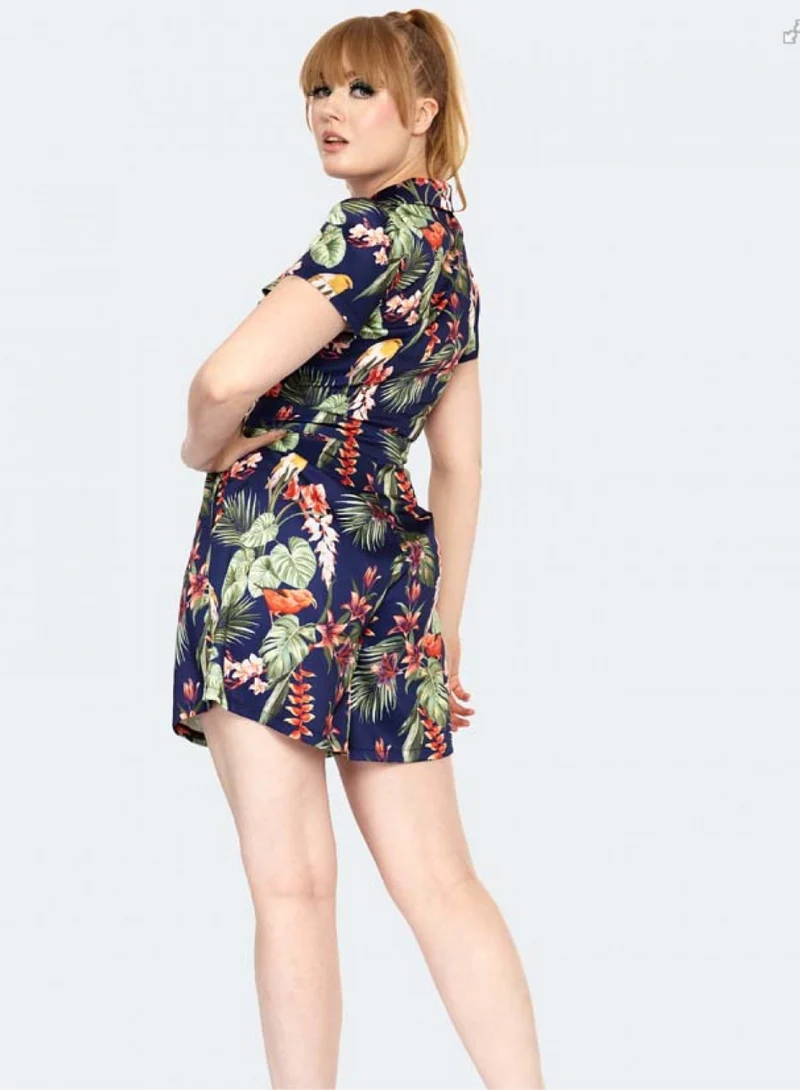 Playsuit Floral Birds, Navy