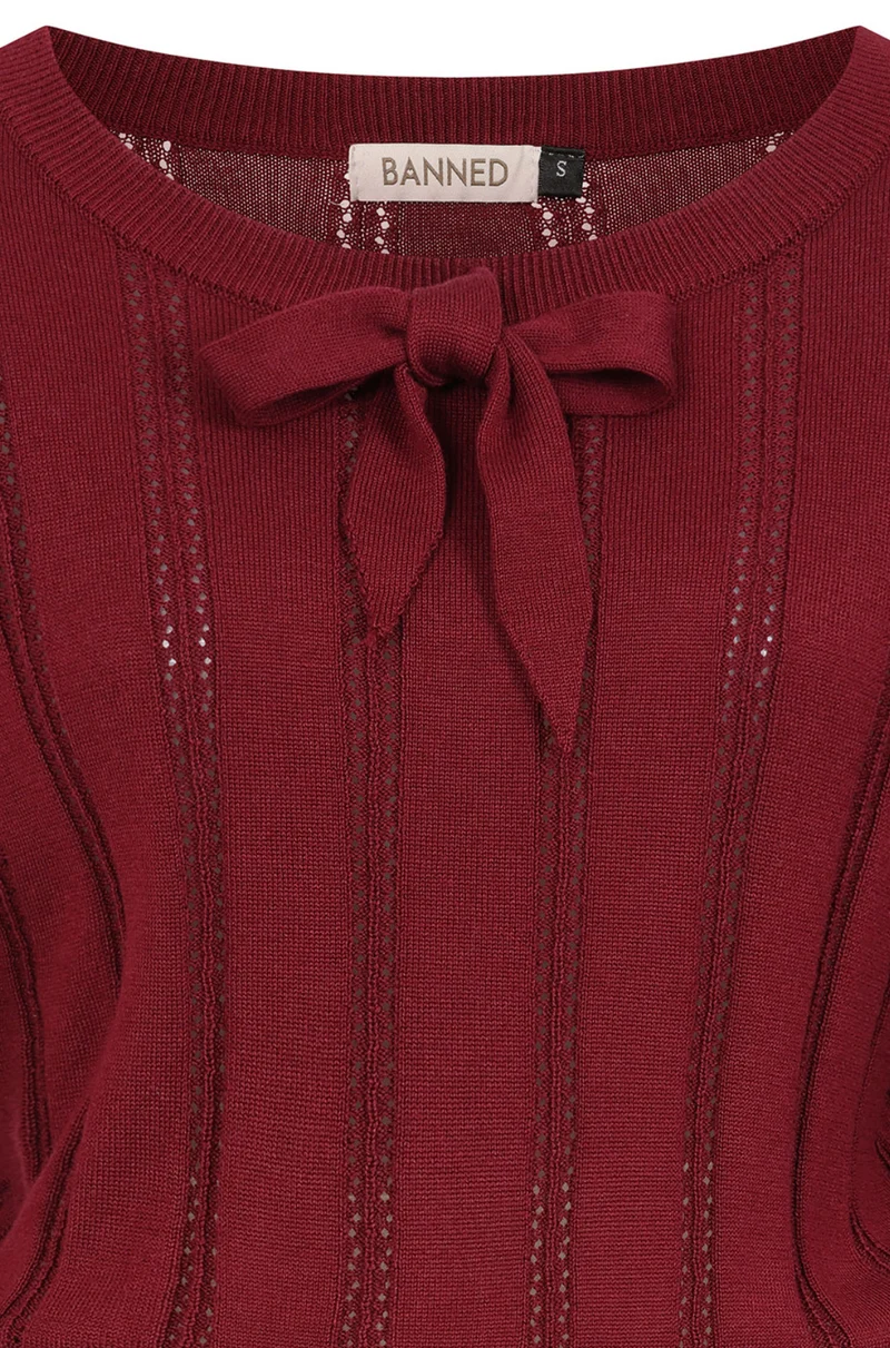 Feinstrick-Pullover Angel Pointelle Burgundy