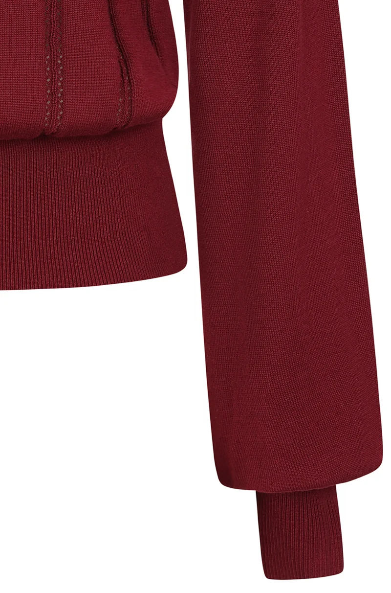 Feinstrick-Pullover Angel Pointelle Burgundy