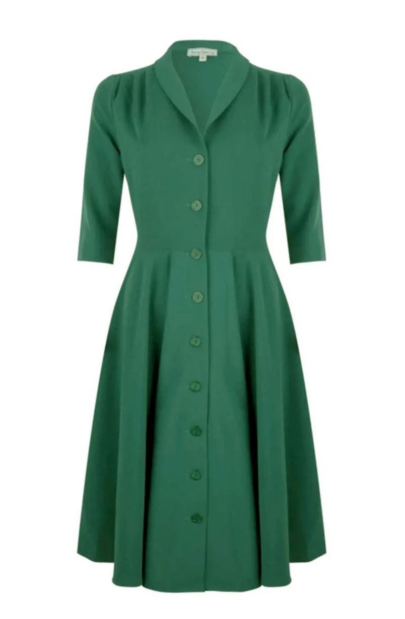 Swingkleid D'Laine Gabardine, British Green ( Tannengrün) Gabardine