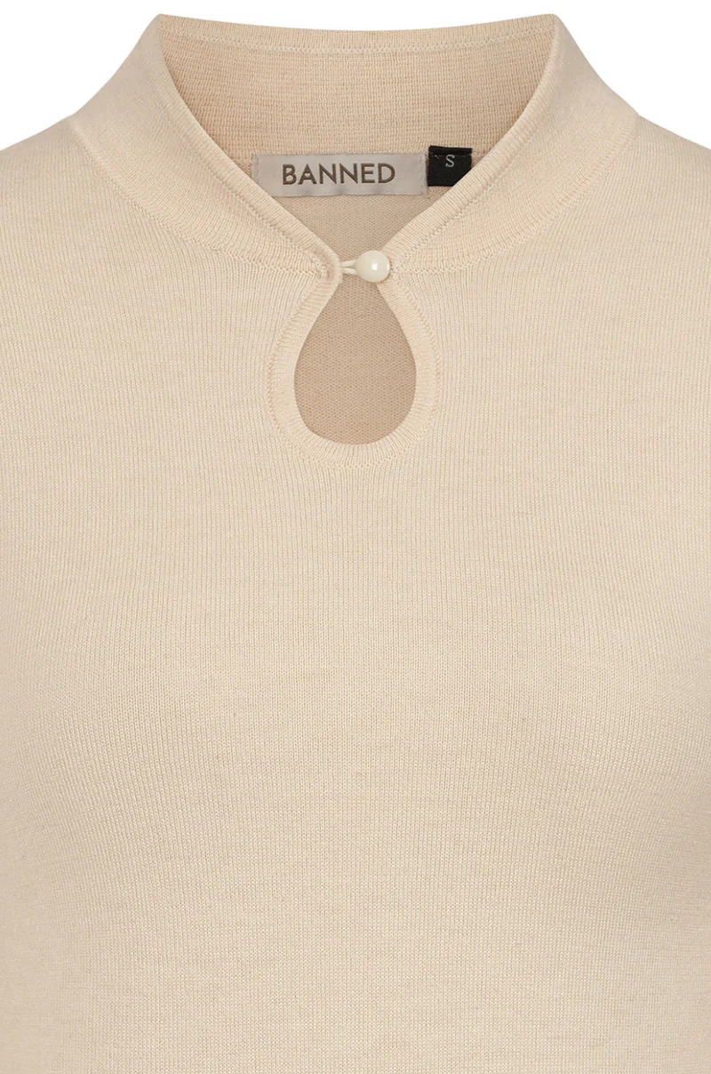 Retro-Feinstrick Pullover Mara, Beige