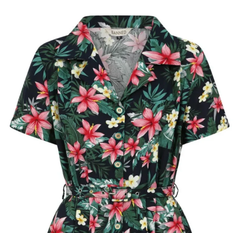 Hemdblusenkleid Kate Tropical, Navy