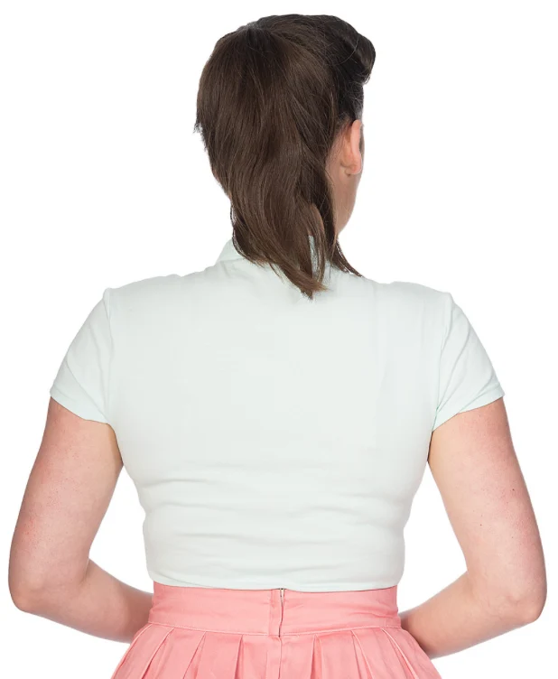 Top Mandarin Collar, Mint, Plus Size