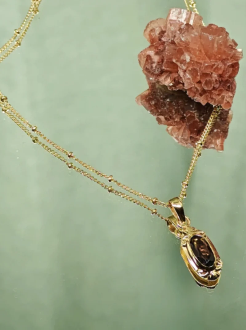 Halskette, The Antique Necklace Smokey Quartz, Vergoldet