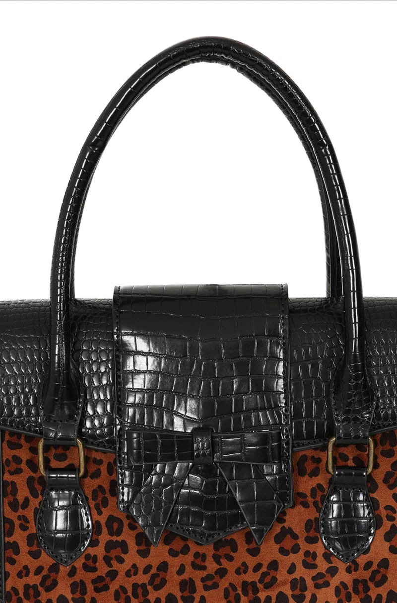 Handtasche Leopard Sheena, Schwarz