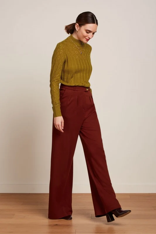 Bundfaltenhose Fintan Milano, Sandelholz Braun