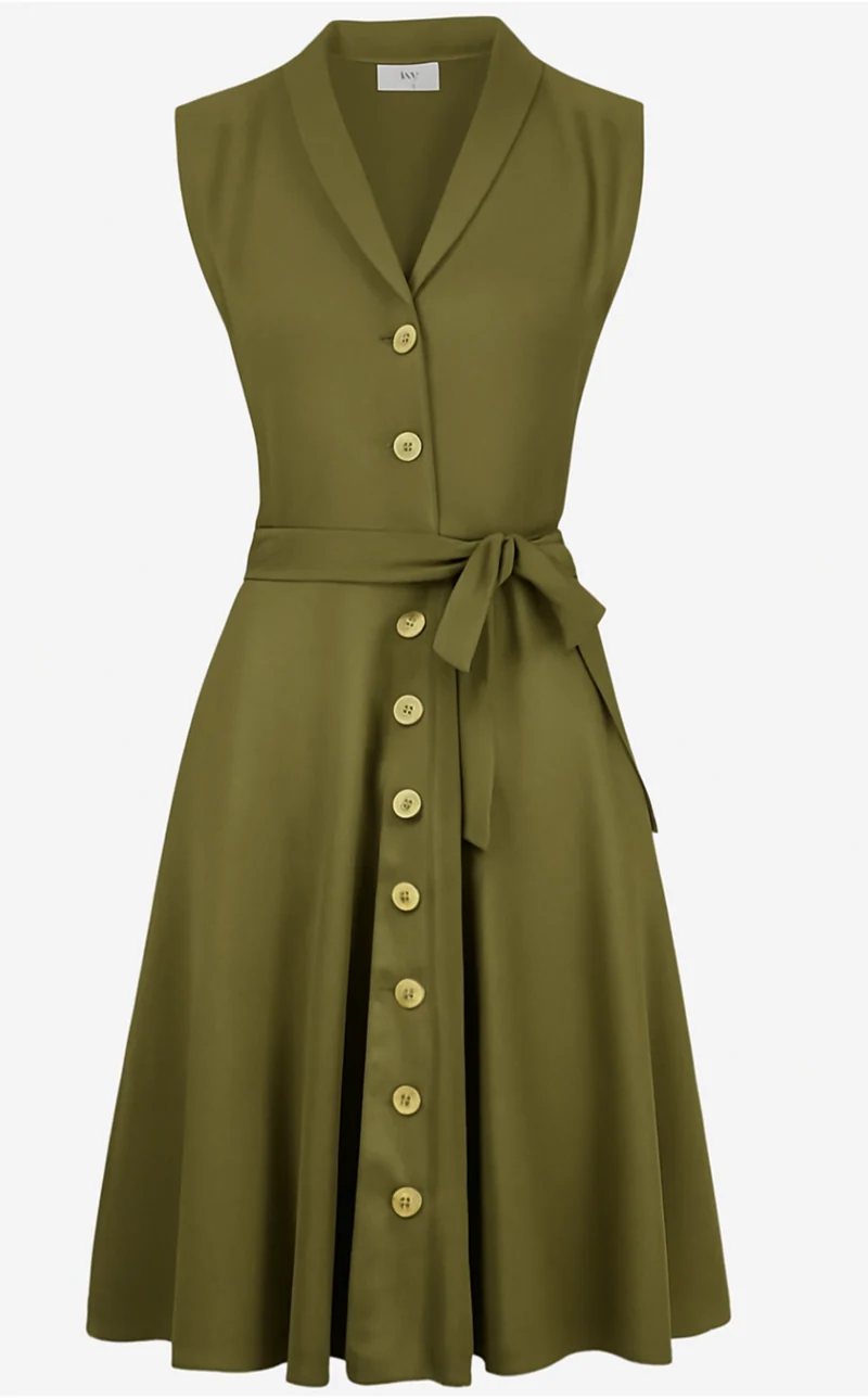 Swingkleid Nova mit Knopfleiste , Olíve