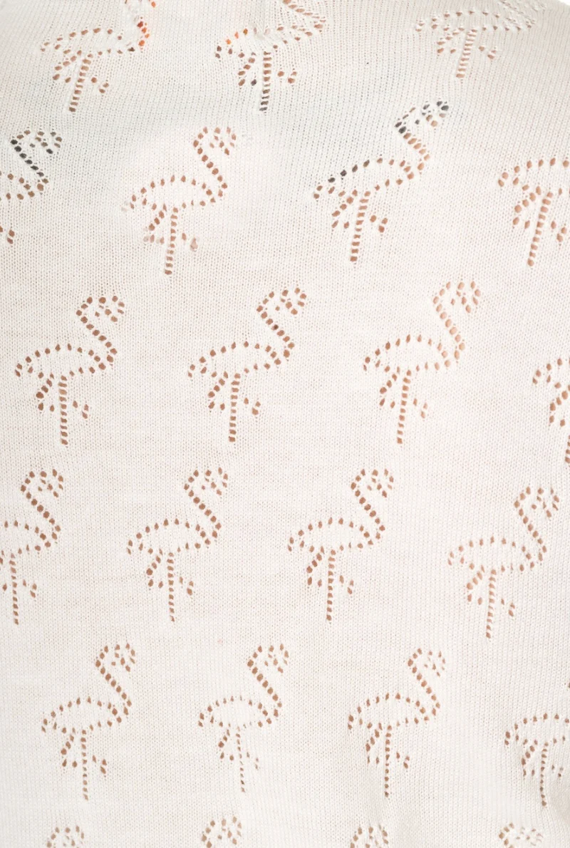 Cardigan Goddess mit Flamingo-Lochstickerei, Ivory