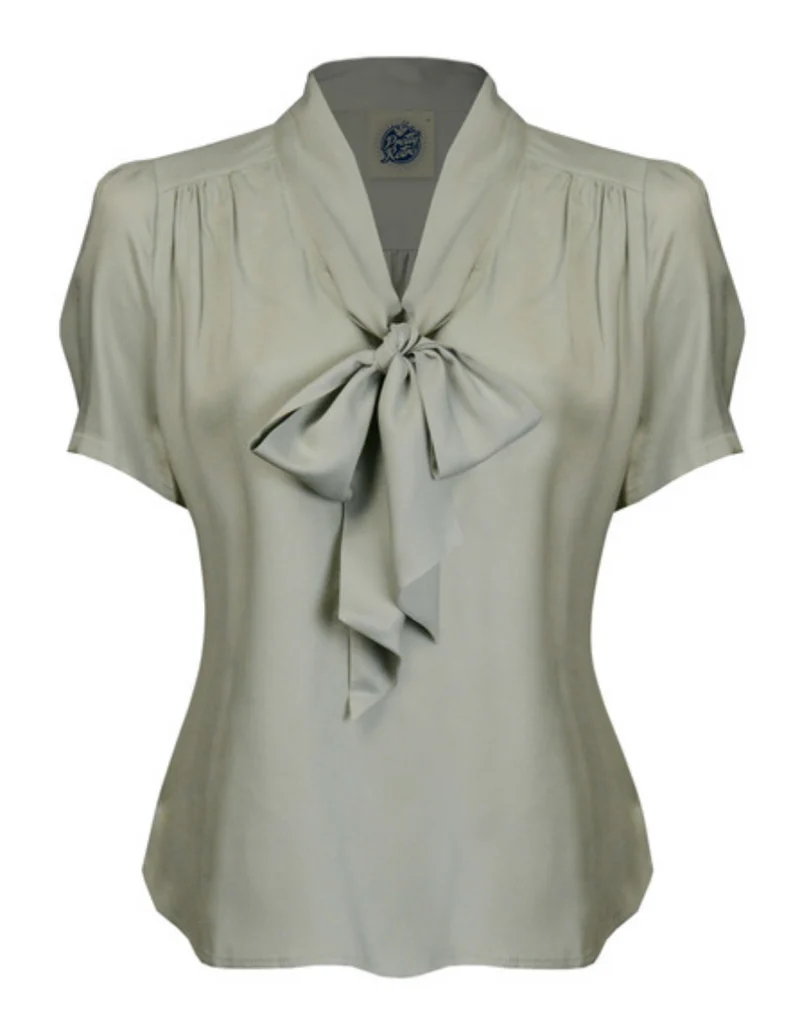 Bluse Pussy Bow, Salbei