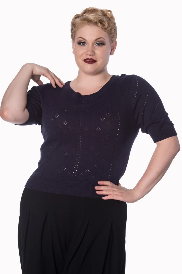 Feinstrickpulli Tear Drop, Navy, Plus Size
