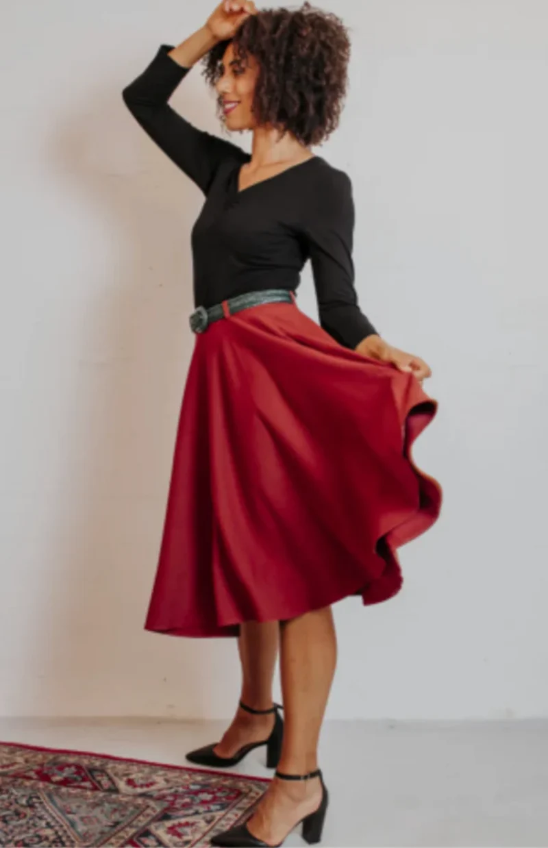 Tellerrock Circle Skirt, Bordeaux Plus Size