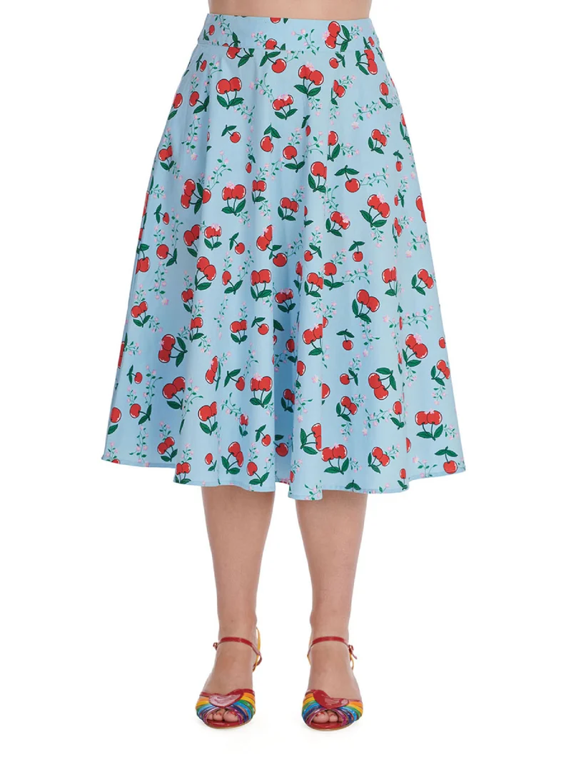 Swingrock Cherry Cartoon, Plus Size, Hellblau