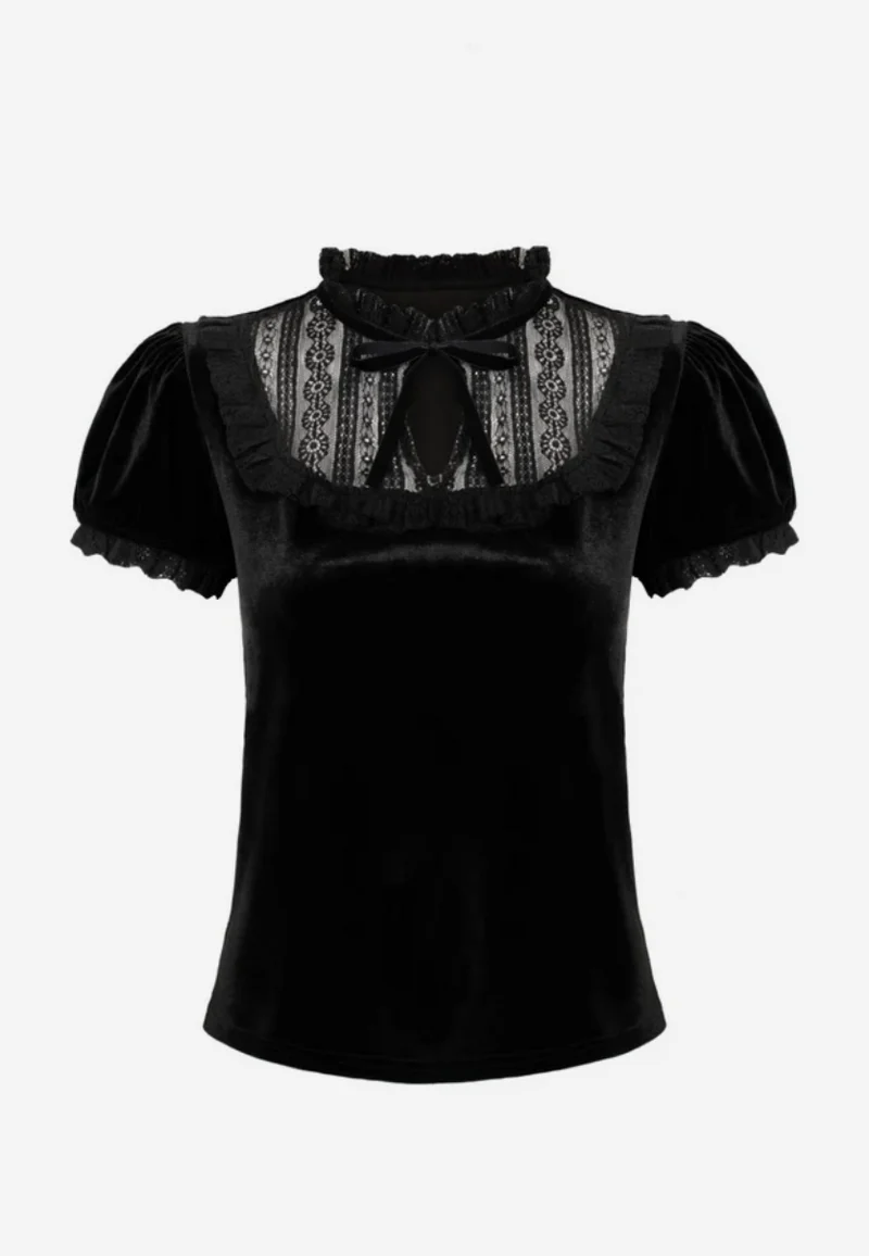 Samt-Top Mouming, Schwarz, Plus Size