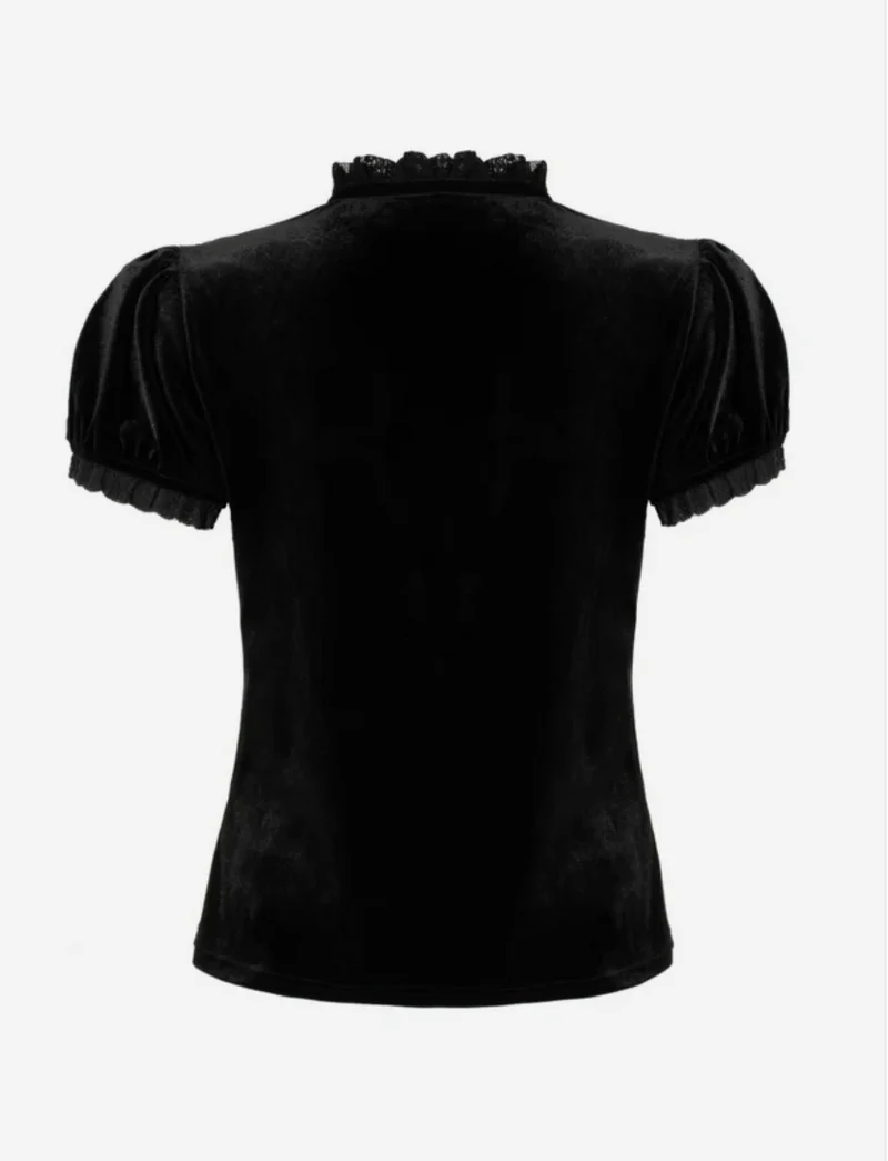 Samt-Top Mouming, Schwarz, Plus Size