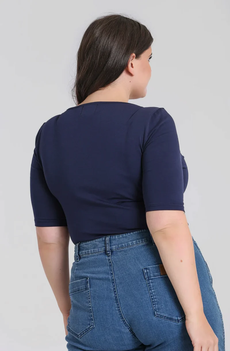 Top Philippa, Navy 50's Basic, Plus Size