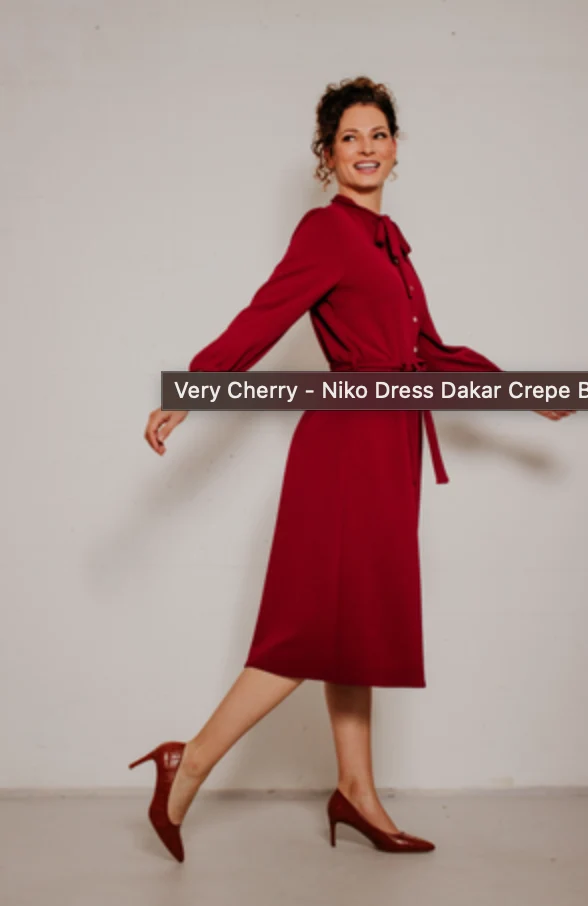 Vintage-Kleid Niko Dakar mit Schleifendetail, Burgundy