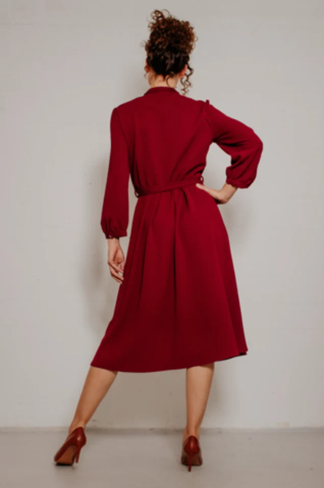 Vintage-Kleid Niko Dakar mit Schleifendetail, Burgundy